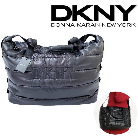 Dkny Bags Dkny Logo Black Puffer Quilted Xl Nylon Weekender